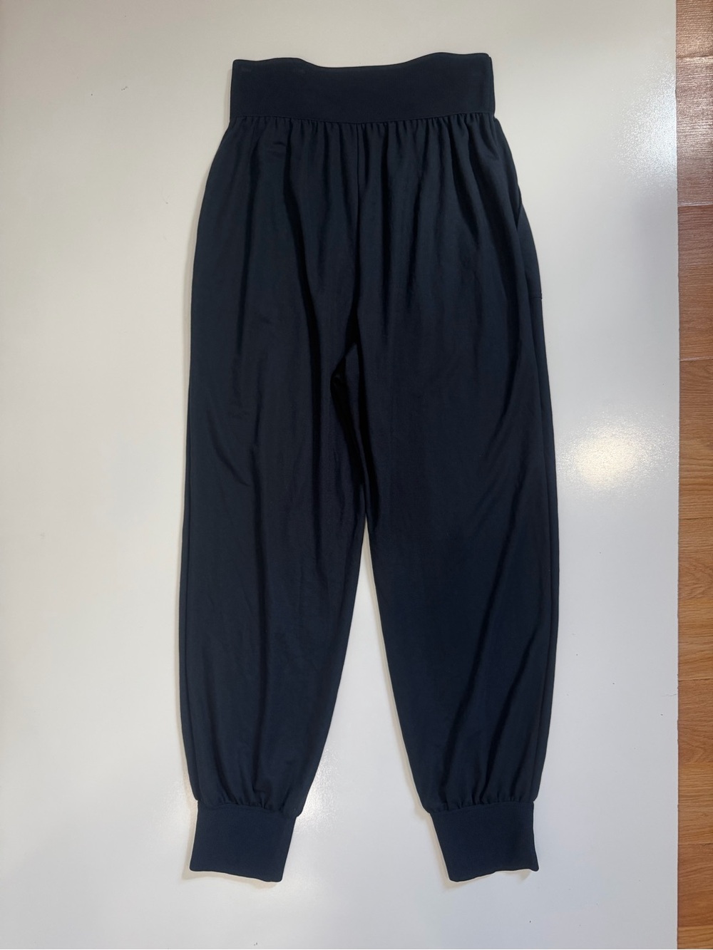 Theory Navy Drapey Jogger Pants Size M Pull On Rib Cuff Pockets